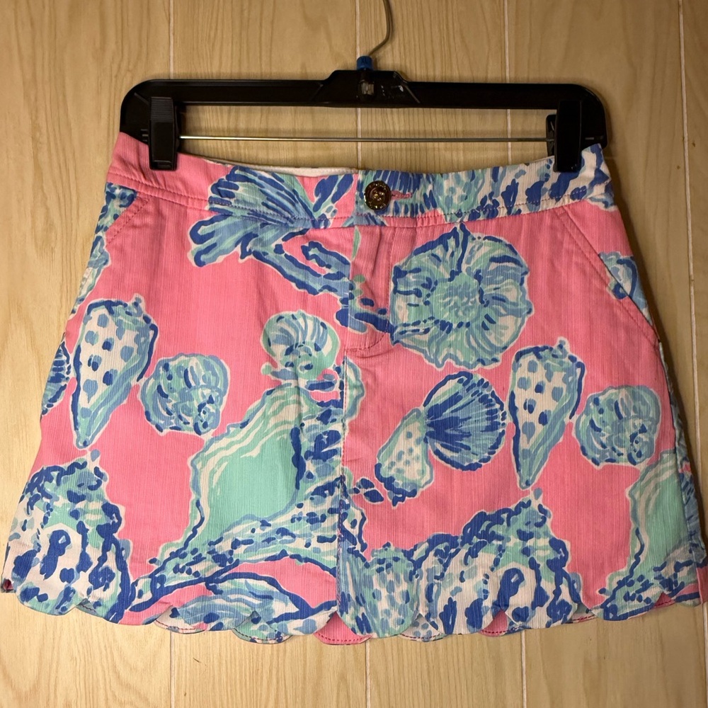 Lilly Pulitzer Pink and Blue Seashell Skater Skirt
